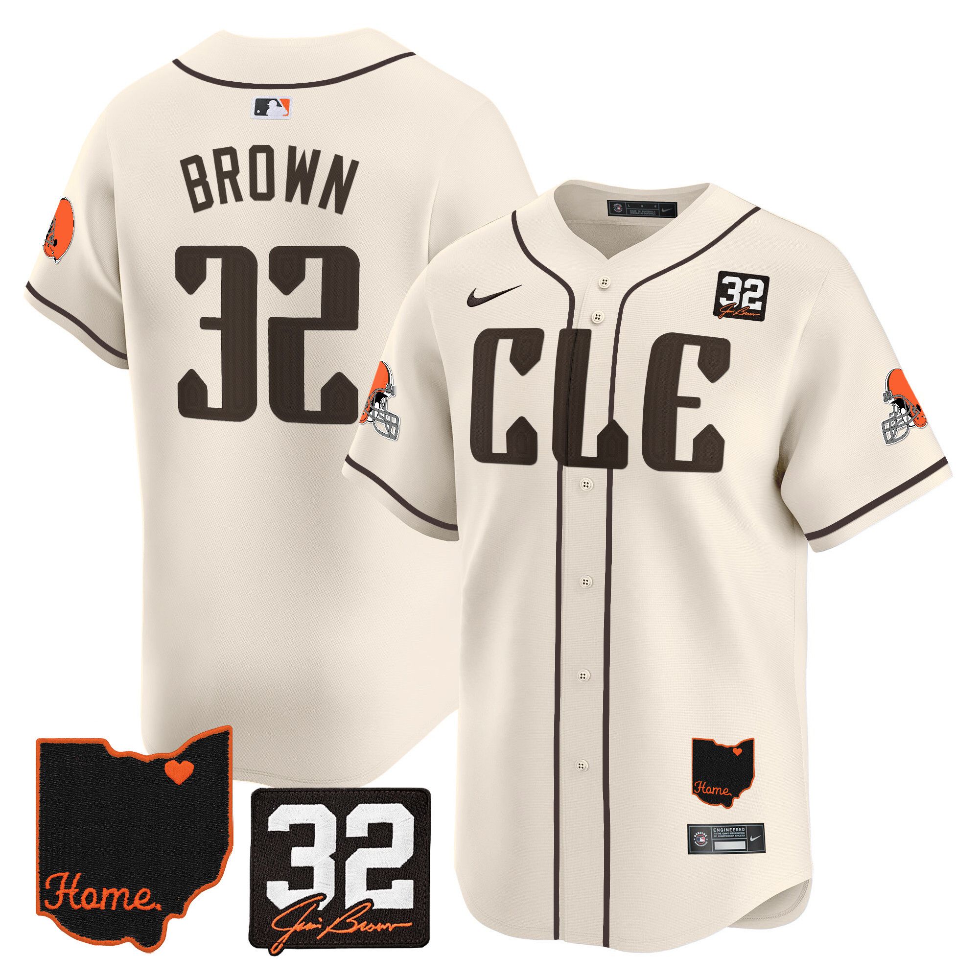 Men Cleveland Browns #32 Brown Cream Home Patch Vapor Premier Limited 2024 Nike NFL Jersey->indianapolis colts->NFL Jersey